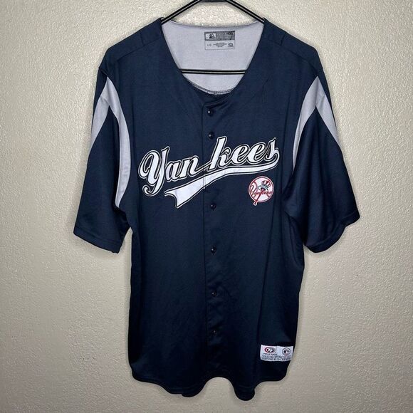 MLB Yankees Baseball Jersey Size L Navy Blue - Picture 2 of 6